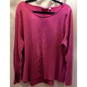 Belle By Kim Gravel Pink Crinkle Long Sleeve Shirt Size XL